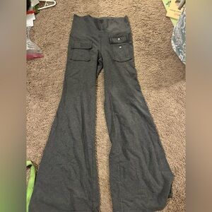 Gray Flared Pants with Pockets